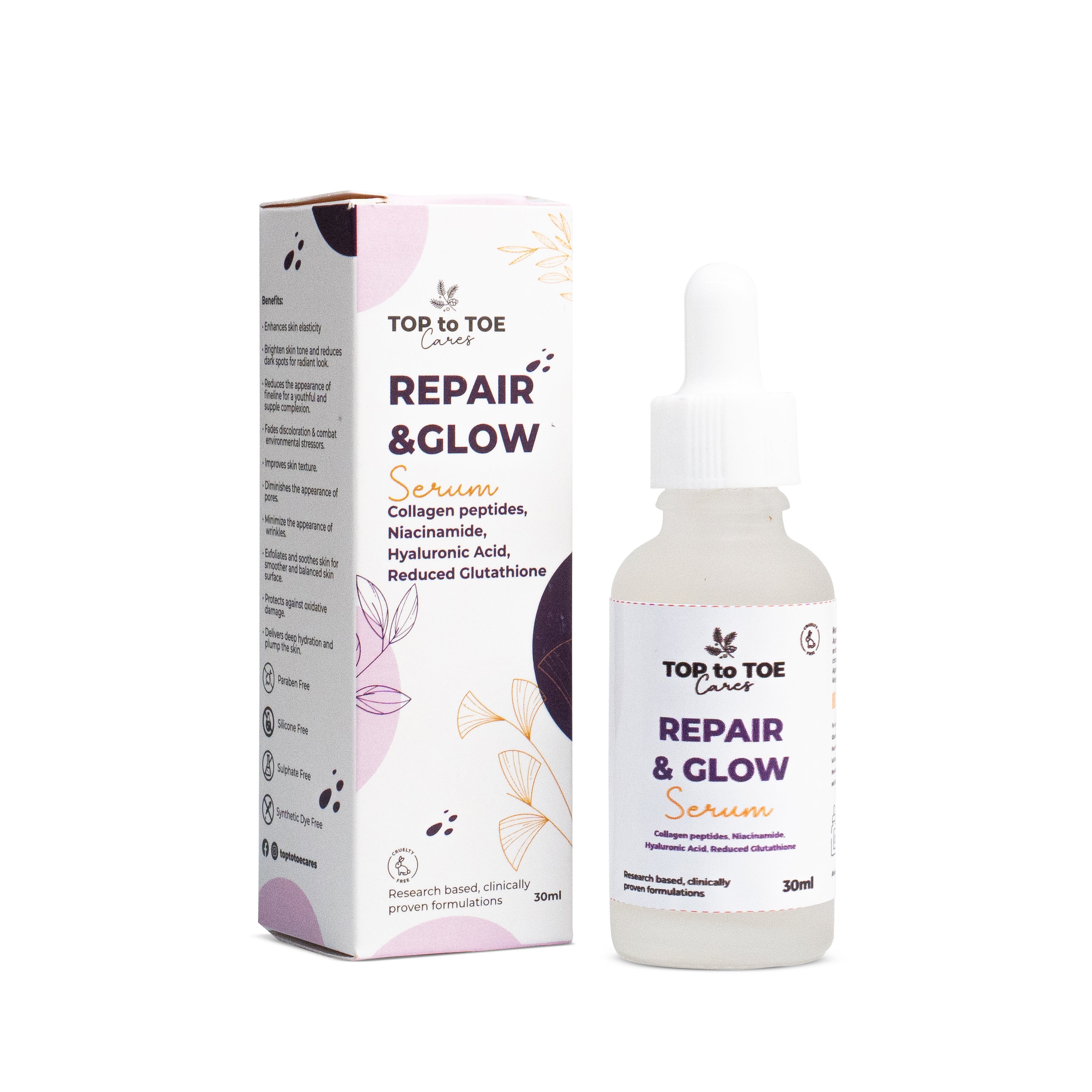 Repair & Glow Serum [Collagen Peptides, Niacinamide, Hyaluronic Acid, Reduced Glutathione, Alpha Arbutin & Ferulic Acid]