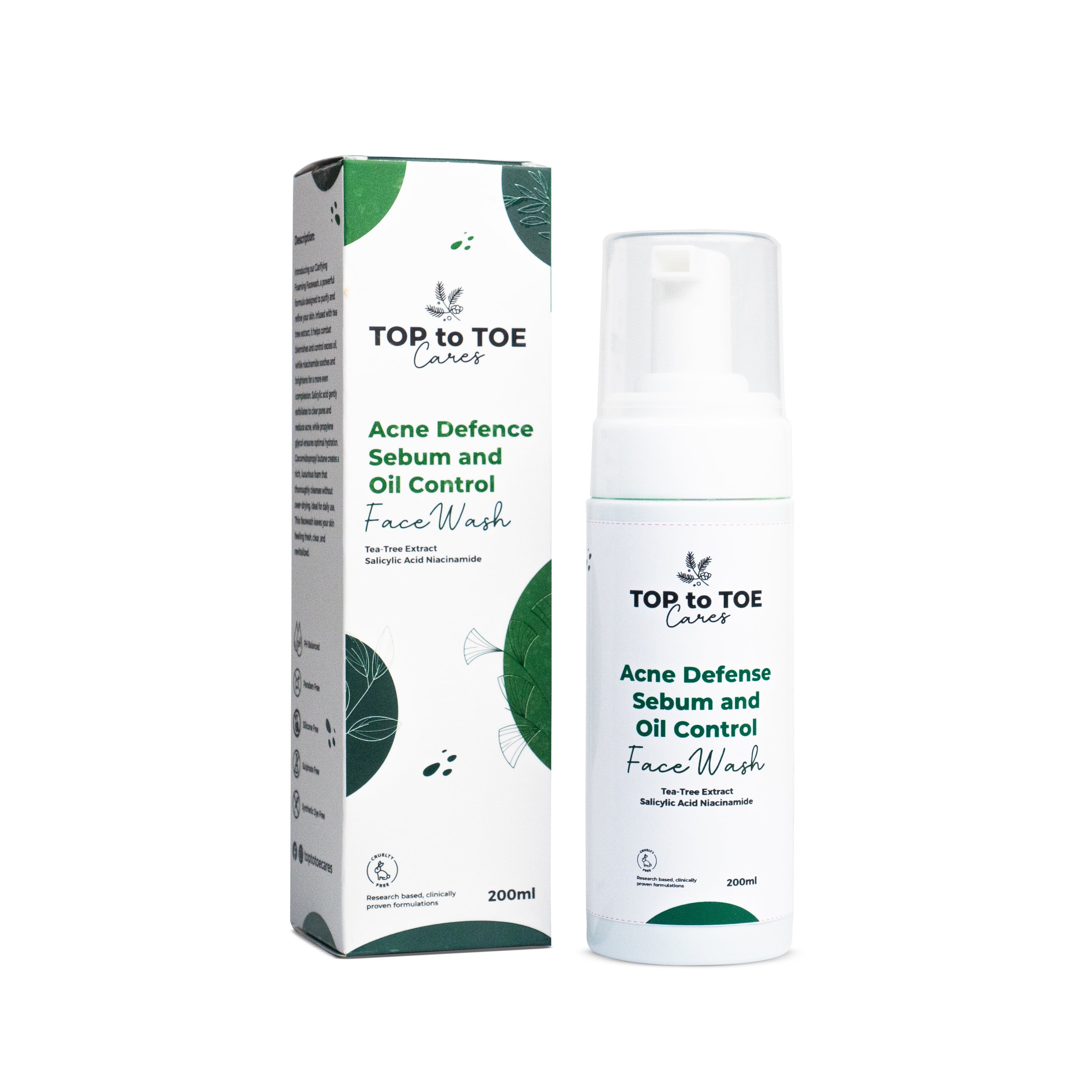 Acne Defense Sebum & Oil Control Foaming Face Wash [Tea Tree Extract, Salicylic Acid & Niacinamide]